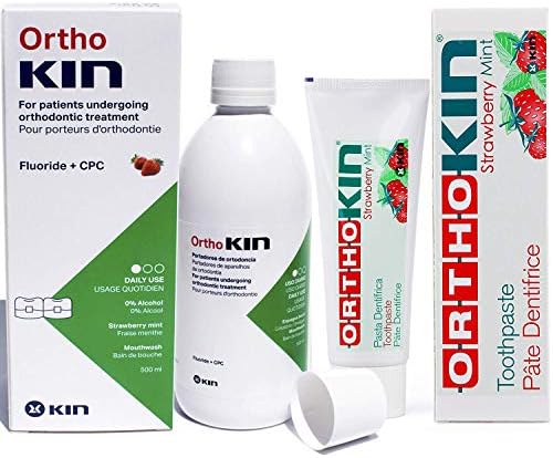 Ortho Kin Bundle Mouthwash and Toothpaste ~ For Orthodontic Braces ~ Alcohol~Free