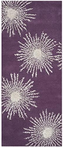 Safavieh Soho Collection SOH712P Handmade Starburst Premium Wool & Viscose Runner, 2'6" x 6' , Purple / Ivory