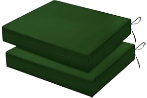LOVTEX Outdoor Chair Cushions Set of 2, Outdoor Patio Chair Cushions with Ties,Waterproof Chair Cushions for Outdoor Furniture, 18.5 x 16 x 3 inch, Forest Green