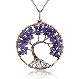 KISSPAT Tree Of Life Pendant Necklace Handmade Gemstone With 26