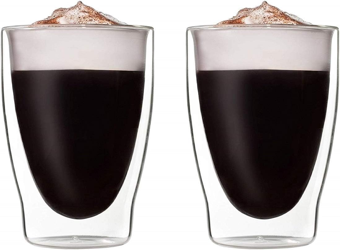 K Creations Double Insulated Coffee Mugs | Borosilicate Glass Cups | Double Walled Glass Mugs, Cups, Set of 2, 307 ml