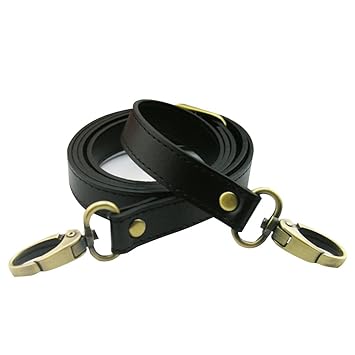 ROSENICE Verstellbare Tragegurt Tasche PU-Leder Schultergurt Taschengurt mit mit 2 Karabinerhaken Tasche Zubehör (schwarz)