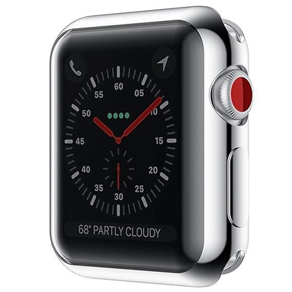 Hankn for Apple Watch Screen Protector 38mm Silver Case, Plated Soft TPU Full Front Bumper Shock-Proof Smartwatch Iwatch All-Around Screen Protectors ...