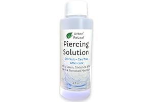 Urban ReLeaf Piercing Solution ! Soothing Sea Salts & Tea Tree AFTERCARE 4 oz, Ready to use. Safely Clean and Calm New & Stretched Piercings. Gentle Effective Natural & Proven. Works Fast