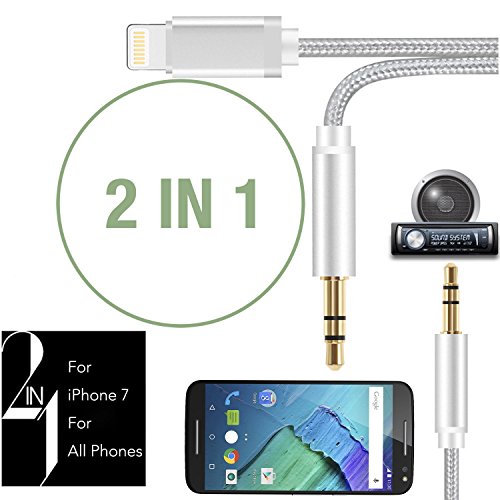 iPhone 7 Aux Adapter, DISDIM Aluminum [Anti-oxidation] Lightning Port to Audio Jack Cable with Male Extend 3.5mm Adapter Cord for iPhone 7 / 7 Plus / 8 / 8 Plus,iOS 11,Android Smartphone to Car Stereo - Thumbnail 2