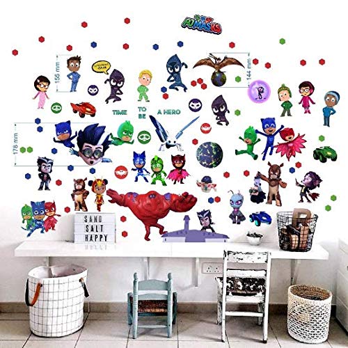 PJ Masks Wall Decal for Bedroom, Murals, Wall Stickers for Boys and Girls 2 Sheets PJ Masks Pattern 750mmX 350mm