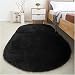 Softlife Fluffy Area Rugs for Bedroom 2.6' x 5.3' Oval Shaggy Floor Carpet Cute Rug for Boys Kids Room Living Room Home Decor, Black