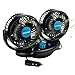 Welltop Car Cooling Fan 12V Auto Oscillating Car Air Fan with Dual Head 2 Adjustable Speeds Quiet Strong Dashboard Cooling Fans DC Electric Car Fans for Sedan SUV RV Boat Auto Vehicles Golf