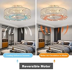 HUEOCZW Ceiling Fan with Light, 20 Inch Crystal