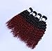 ATOZWIG@Malaysian ombre curly hair 1b#99j dark root burgundy end 2 tone colored kinky curly 3 bundles red human hair weave Hanne hair