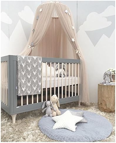 LUCKIEY Mosquito Net Canopy,Dome Bed Canopy,Canopy for Bed, Kids Room Decoration,Photography Props for kids,Full Hanging Kit, Insect Protection Repellent Shield,Gift Bag (Khaki)