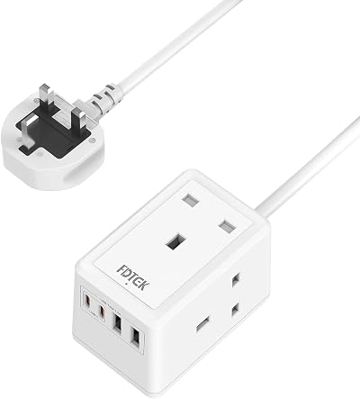 FDTEK 7-in-1 Extension Socket Cube with USB-C 2x USB-A 1.5m Cable