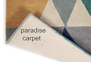 Paradise Carpet Creation Embossed Carved Handmade Tuffted Pure Woollen Thick Geometrical Carpet for Living Room Bedroom Size 3 x 5 feet (90X150 cm)�Multi