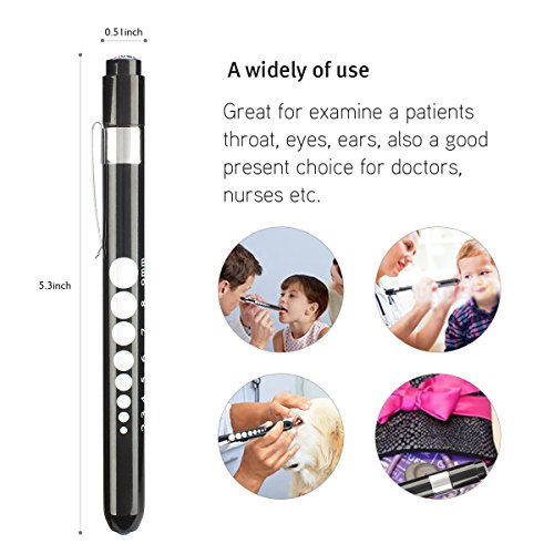 Opoway Nurse Penlight with Pupil Gauge Medical Pen Light for Nurses Doctors with Batteries Included 2ct. White and Black - Thumbnail 6