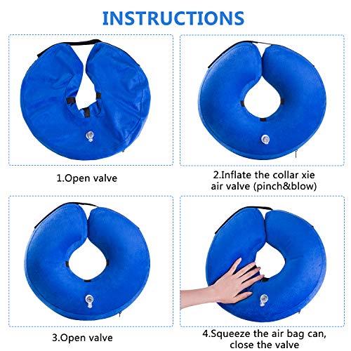 Dog Cone Collar, 3 Pack Adjustable and Inflatable Protective Collar for Dogs and Cats - Soft Dog and Cat Recovery Cone Collar Anti-Bite Lick Wound Healing, Does Not Block Vision and Easy for Dogs