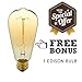 FREE BULB BONUS INCLUDED Industrial Lamp Vintage Edison Bulb with Drift Wood Base - E27/110V/40W Bulb - Adjustable Dimmable Light - Desk Table Lamp Rustic Country Style