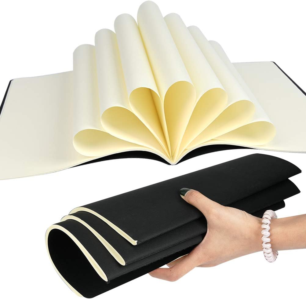 DODUOS 3Pcs A4 Sketch Notebooks Kraft Cover 80 Pages Starter Sketch Notebooks Blank Sketch Book Artist Sketches Books with White Cartridge Paper Sketch Pad Art Notebooks for Mixed Media Use (Black) - Image 5