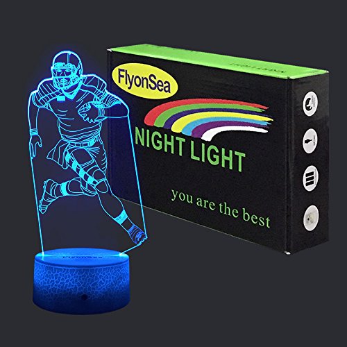 image for FlyonSea Football lamp,Rugby Ball Bedside Lamp 7 Colors Change + Remot