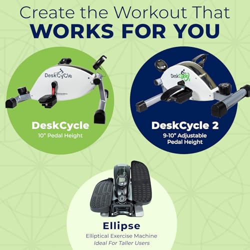 DeskCycle Under Desk Bike Pedal Exerciser - Stationary Bikes for Home & Office - Standard and Adjustable Height Versions