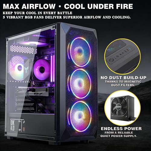 Gaming PC Ryzen 5 4500, GeForce RTX 3060, B450, 8GB 3200MHz DDR4 RAM, 500GB NVMe SSD, P550W, 5 RGB Fans, WiFi, Powerful Gaming and Creation PC
