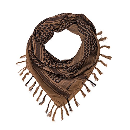 Shemagh Head Neck Scarf Tactical Military Arab Keffiyeh Desert Scarf Wrap 100% Cotton (Khaki)