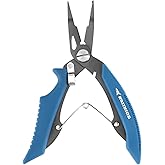 KastKing Intimidator Fishing Pliers, Saltwater Resistant Fishing Gear | Corrosion Resistant Polymer Coated Fishing Tools, Tungsten Carbide Cutters, Hook Remover, Spring-Loaded Jaws, Ergonomic Grip