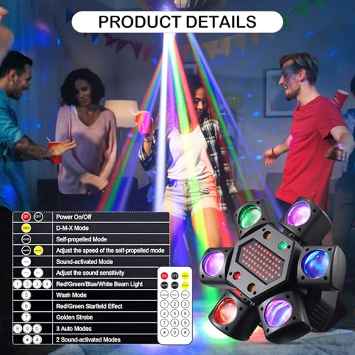 DMX512 LED Beam Head Mobile Stage Light, RGB LED Disco Light with Remote Control, DMX512 Rotating Head Lights for Disco Bars Club Wedding Christmas Light Games