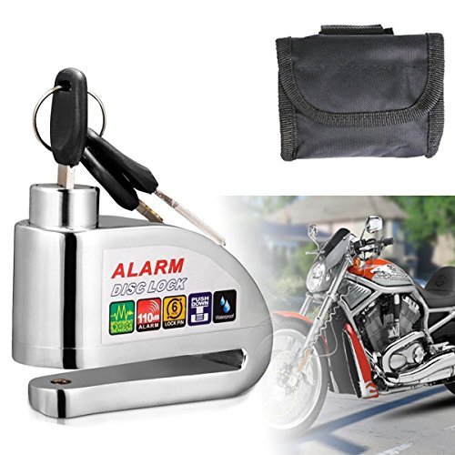 Bike Lock,Anti-theft Alarm Disc Lock Waterproof Disc Brake Lock with 110db Alarm Sound for Motorcycles Bicycles (Silver)