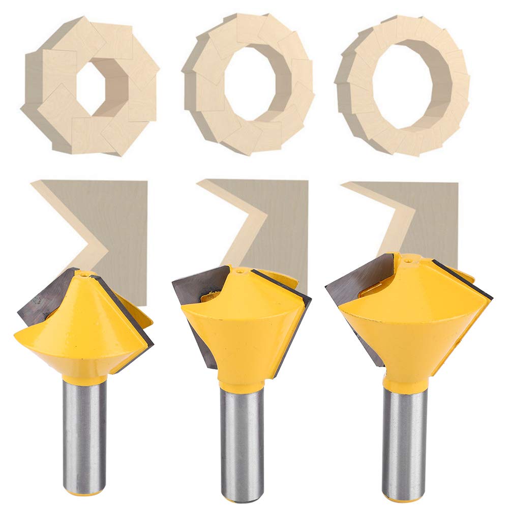 Router Bits, Router Tool, 3pcs Set 1/2" Shank Bird's Mouth Joint Router Bit Woodworking Milling Cutter Wood Router for Solid Wood Hardwood