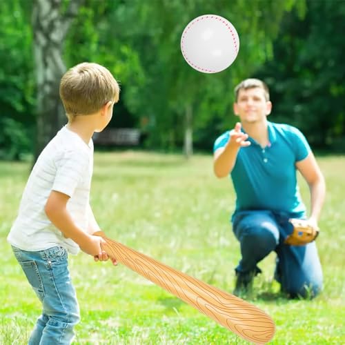 AMOR PRESENT 3PCS Inflatable Baseball Set, 11 Inch Beach Ball Baseball 30 Inch Baseball Bat Inflates for Kids Pool Party Favors