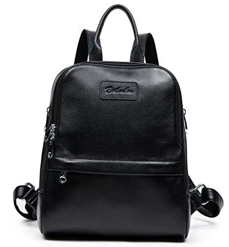 BOSTANTEN Women Leather Backpack Purse Satchel Shoulder School Bags for College Black Small