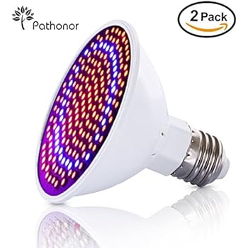 LED Grow Lights Bulb 2 PACK , Pathonor 20W E27/E26 LED Grow Light Plant lights Bulb Greenhouse Plant lights Seedling Light 166 Red 34 Blue for Garden Greenhouse and Hydroponic Aquatic