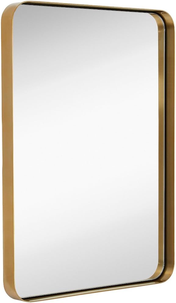 #2 Hamilton Hills Contemporary Brushed Metal Wall Mirror