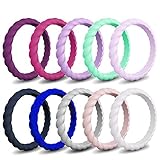 Mokani Silicone Wedding Ring for Women, Thin and Braided Rubber Band, Fashion, Colorful, Comfortable fit, Skin Safe