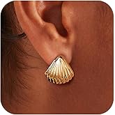 Seashell Stud Earrings for Women Trendy 14K Gold Plated Shell Earrings 925 Sterling Silver Stud Earrings Hypoallergenic Summer Beach Boho Earrings Jewelry Birthday Gifts