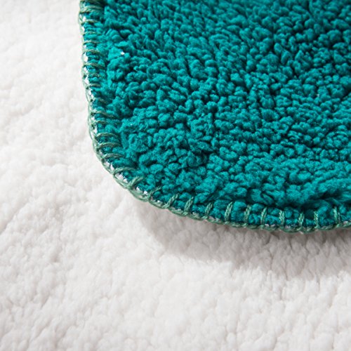 HYSEAS Sherpa Throw Blanket Teal and White - Super Soft Plush Cozy Warm Reversible Solid Blanket for Couch, Bed, Chair, Sofa - 50x60 Inch