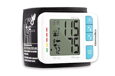 Homedics 700 Series Wrist Cuff Blood Pressure Monitor for Home Use, One-Touch Operation, Accurate Results, 2 Users, with Bluetooth Wireless Technology to The Homedics Health App (Smart)