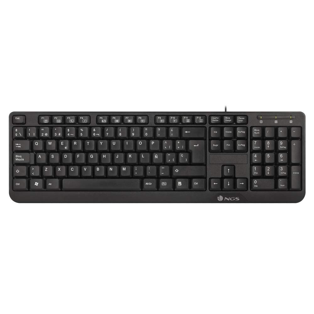 NGS FUNKYV3 USB Keyboard with 12 Multimedia Keys, Cable of 140cm and Plug&Play Function (Portuguese QWERTY)
