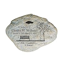 GiftsForYouNow Personalized Engraved Memorial Empty Bench Garden Stone, 11" x 8" x 1.5" Thick - Laser Etched Stone with Personalized Name, Date and Message, All-Weather Durable Resin Construction