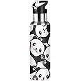 Panda Water Bottle with Straw Lid Leakproof Kids Insulated Panda Stainless Steel Water Flask Cute Animal Print Thermos Bottle for Sports Gym Outdoor 20 oz