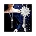 Zealmer Women Long Rhinestone Snowflake Pendant Necklace Silver