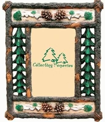 Rustic Branch with Pine Trees & Pine Cones Photo Frame, Holds 4x6, Vertical