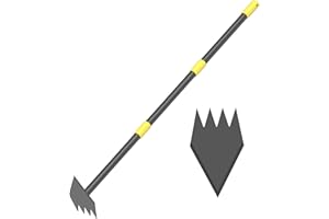 DWELSPIRE Dual Headed Weeding Tool, Long Handle for Loosening Soil Weeding Digging with Heavy Duty Stainless Steel Manual Weeder Hoe Garden Tool 17-45 inch Metal Black
