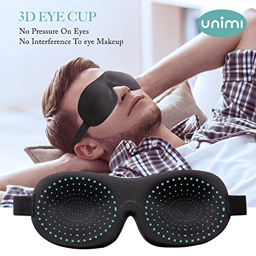 Unimi Sleep Mask for Woman and Man, Upgraded Contoured 3D Eye Mask Eye Cover, Comfortable Sleeping Mask No Pressure On Your Eyeballs, Create Total Darkness -Black