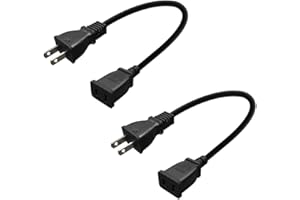 Toptekits 2-Pack USA Outlet Saver Power Extension Cord Cable 125V 10A 2-Prong 2 Outlets for NEMA 5-15P to NEMA 5-15R (1.6ft/50cm)