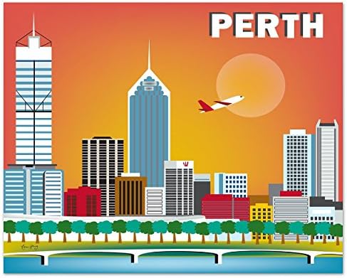 Perth, Australia Print - Retro Inspired Travel Wall Art for Home and Office - art sizes: 8 x 10, 11 x 14, 16 x 20, 24 x 30, 36 x 45