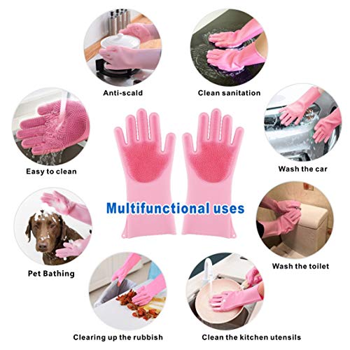 image for Idefair Magic Silicone Cleaning Gloves Kitchen Dish Washing Sponge Glo