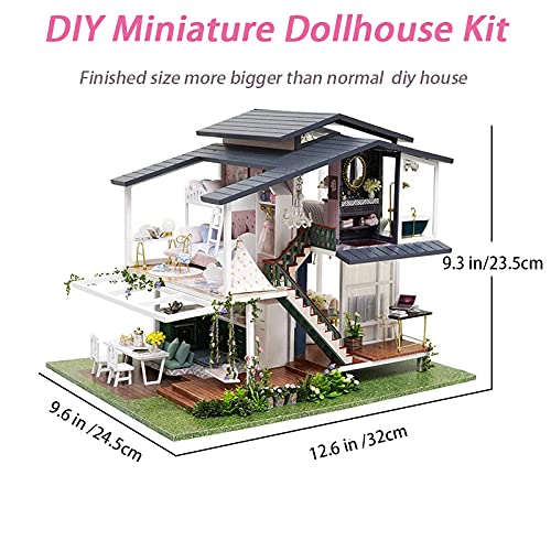 GuDoQi DIY Miniature Dollhouse Kit, Tiny House kit with Music, Miniature House Kit 1:24 Scale Monet Garden, Great Handmade Crafts Gift for Birthday Easter Day