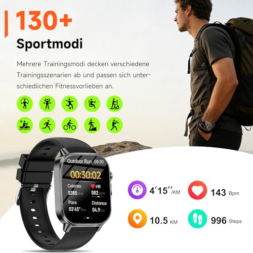 2026 Smartwatch Women Men ECG/Blood Pressure/Uric Acid/BMI/HRV/LED Light, 2.0 Inch Health Watch with 24H Blood Pressure Measurement SpO2 Heart Rate Monitor Body Temperature Sleep Monitor, SOS