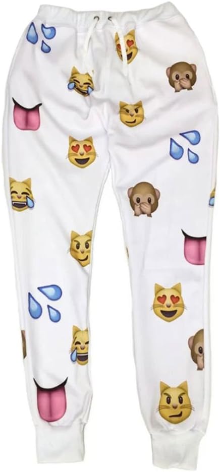 Women Clothing Emoji jogging pants 3D Sweatpants Joggers White